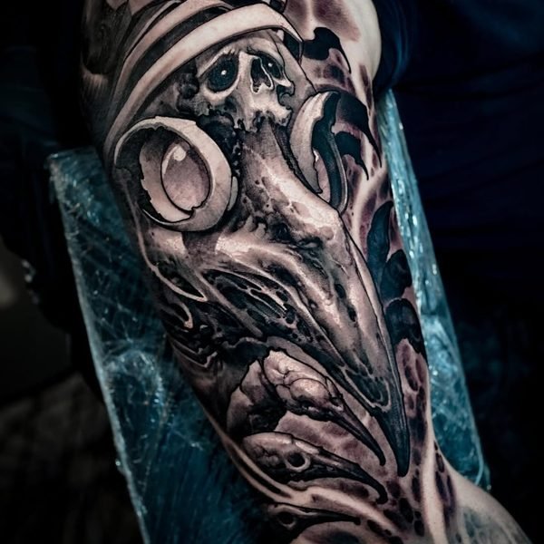 Photo by Christian Boye Larsen on May 30, 2026. May be an image of one or more people, tattoo, octopus, skull, gas mask, glasses and text.