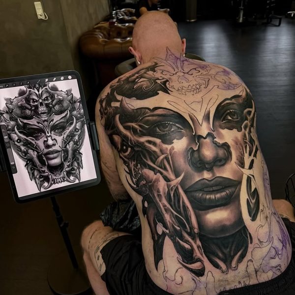 Photo by Christian Boye Larsen on June 03, 2026. May be art of one or more people, tattoo, skull and text.